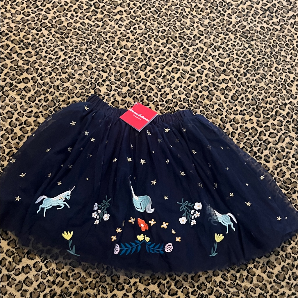 Hanna Andersson Dark Blue Skirt With Unicorn Embroidery